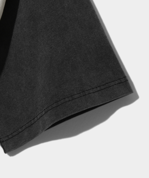 DIMITRI BLACK ラグランスリーブ 配色ピグメント アートワーク半袖Tシャツ クリーム&ブラック 画像 7
