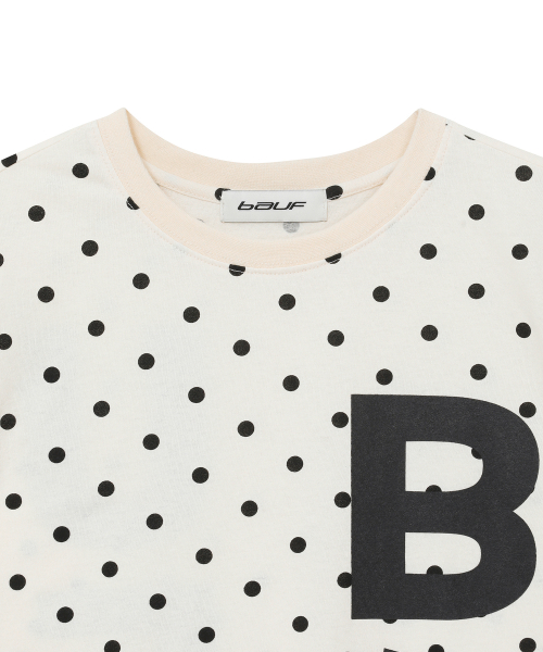 バウプ B logo スリムフィット Tシャツ ドットアイボリー メンズ 半袖 画像 4