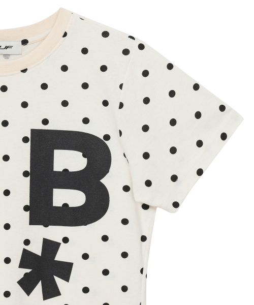 バウプ B logo スリムフィット Tシャツ ドットアイボリー メンズ 半袖 画像 5