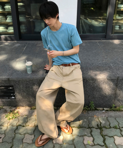 シグニチャー サマー ワイドパンツ コットン カーブドダーツ ベージュ レディース 画像 3