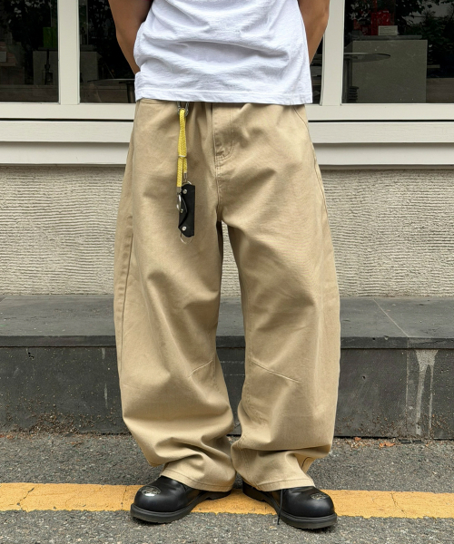 シグニチャー サマー ワイドパンツ コットン カーブドダーツ ベージュ レディース 画像 4