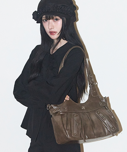 アンバー バックル ショルダーバッグ ベージュ 이미지 3