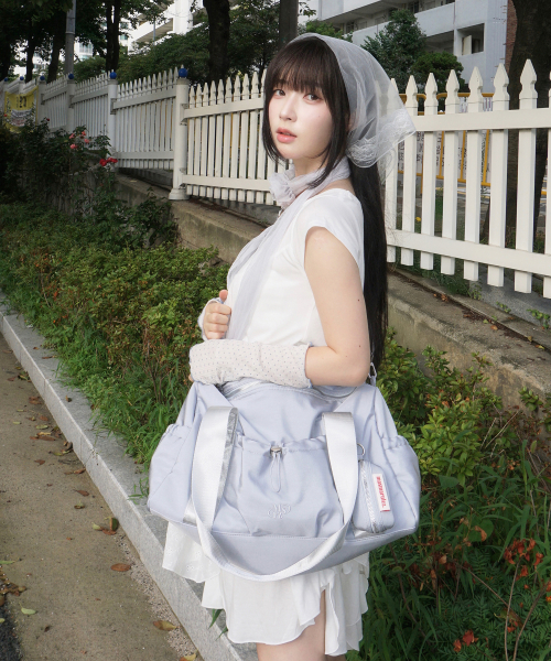 MASMARULEZ [파우치세트] glossy shoulder duffel bag_Mist blue 이미지 4