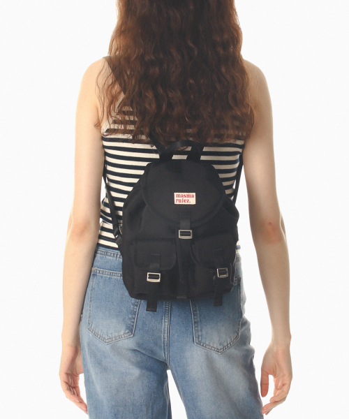 마스마룰즈(MASMARULEZ) mini ver. Glossy belted flap backpack_Black 이미지 7