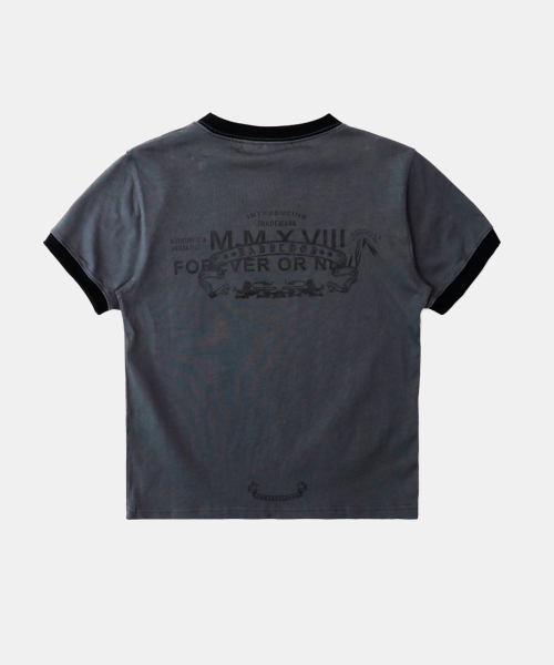 BAD BLOOD コスモ マルチパッチ リンガーTシャツ チャコール メンズ 半袖 画像 2