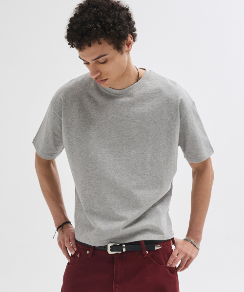 LE AR エッセンシャル クロップ Tシャツ ヘザーグレー レディース 半袖 画像 10