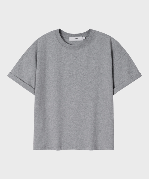 LE AR エッセンシャル クロップ Tシャツ ヘザーグレー レディース 半袖 画像 11