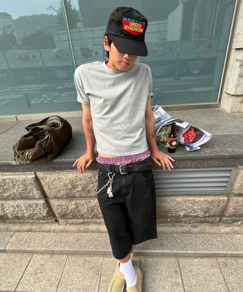 LE AR エッセンシャル クロップ Tシャツ ヘザーグレー レディース 半袖 画像 7