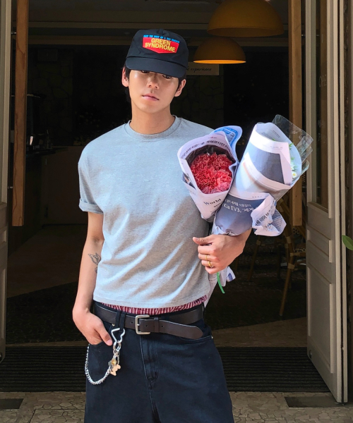 LE AR エッセンシャル クロップ Tシャツ ヘザーグレー レディース 半袖 画像 8