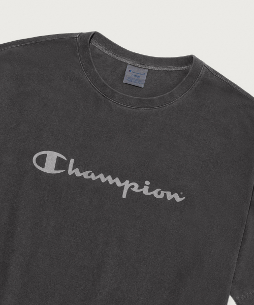 Champion ビッグロゴ 半袖Tシャツ ピグメント加工 Charcoal 画像 3