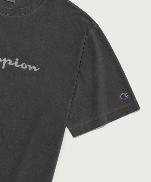 Champion ビッグロゴ 半袖Tシャツ ピグメント加工 Charcoal 画像 4