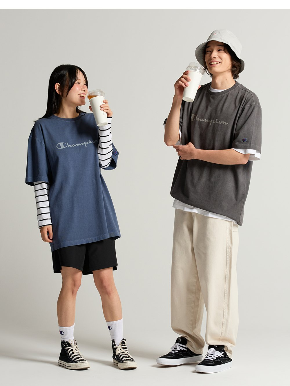 Champion ビッグロゴ 半袖Tシャツ ピグメント加工 Charcoal 画像 8