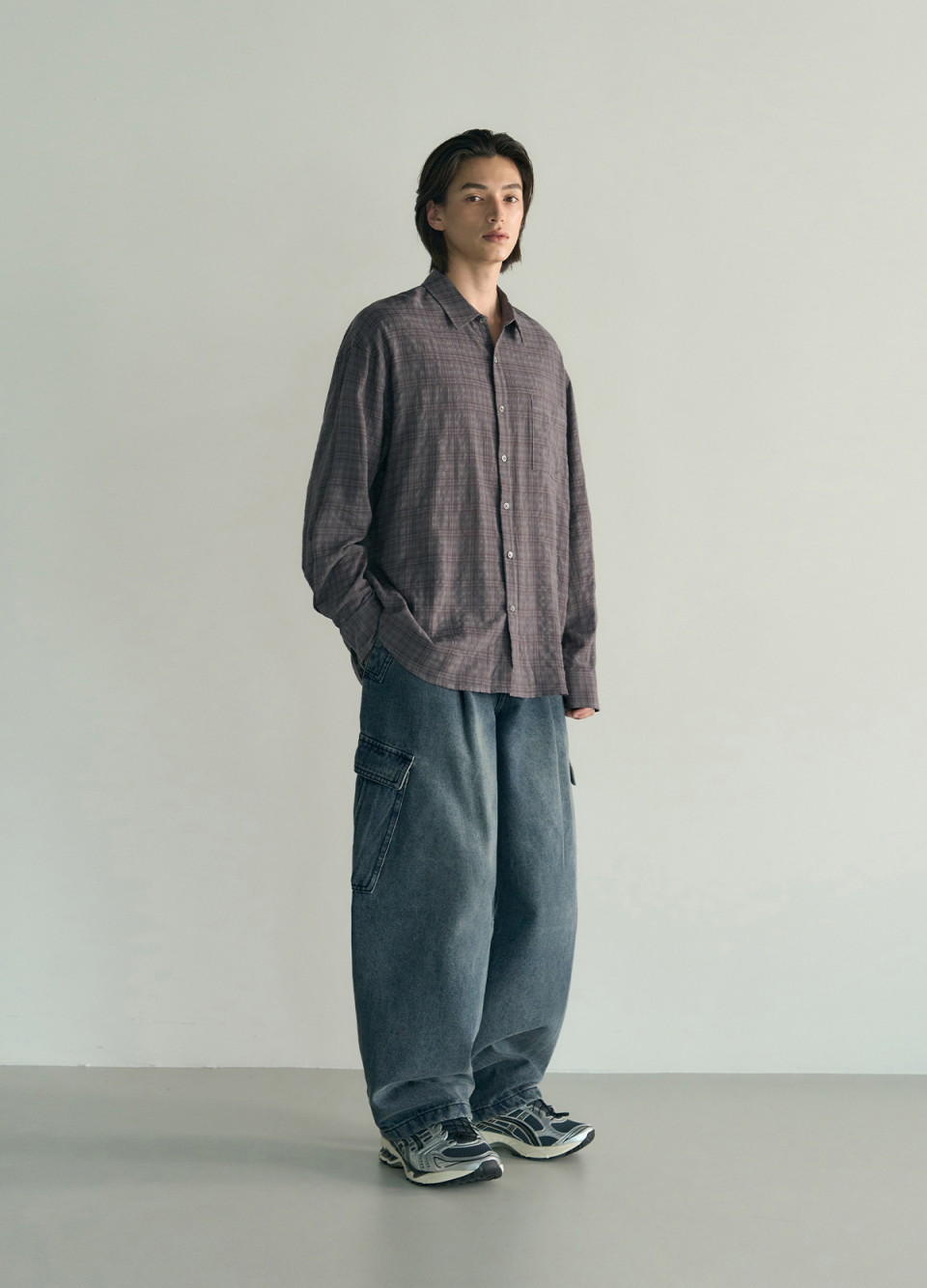 ロテムバー バルーンレッグミルデニムカーゴパンツ ミッドブルー デイリールームコラボ 画像 8