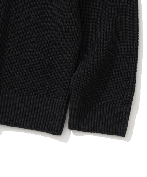 ニティド コットンワッフル ラウンドネック カーディガン BLACK 画像 6