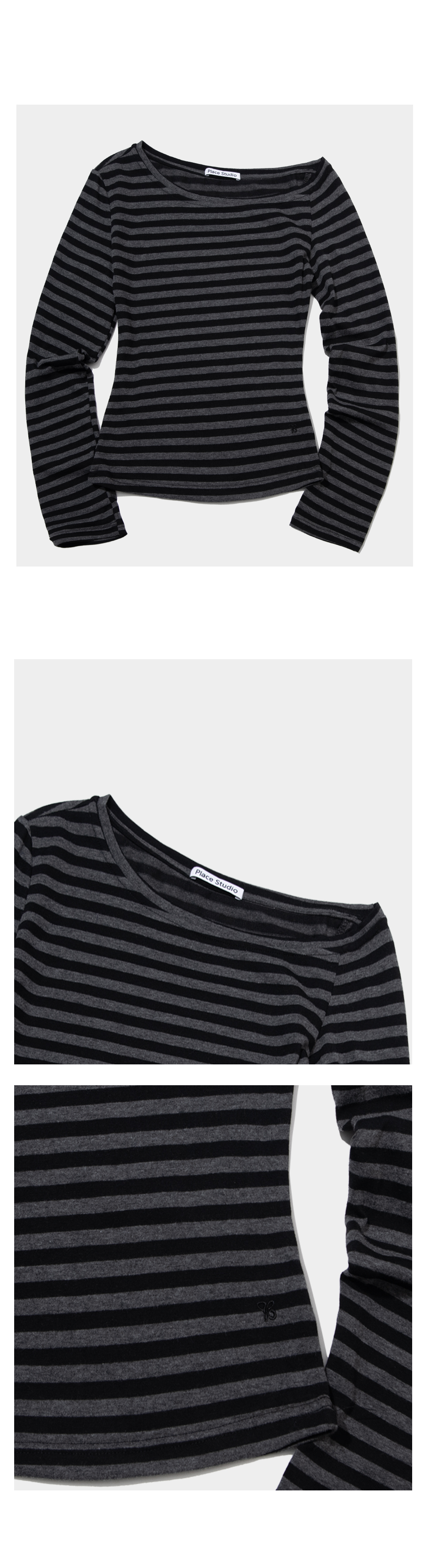 ストライプ サイド アンバル ワンオフショルダー ボーダー Tシャツ 画像 7