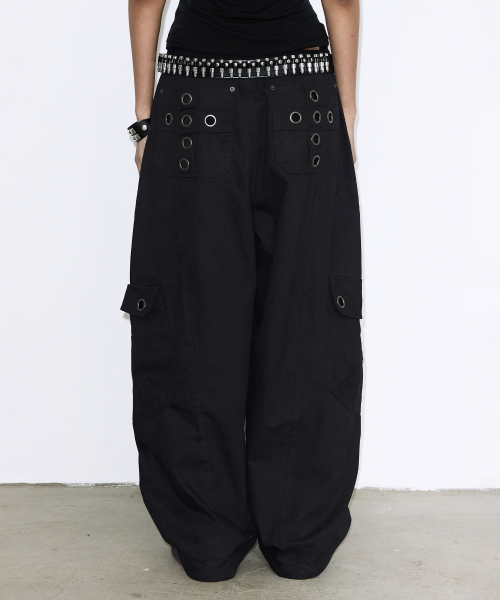 FANCY CLUB クロスポケット カーゴパンツ BLACK 画像 2