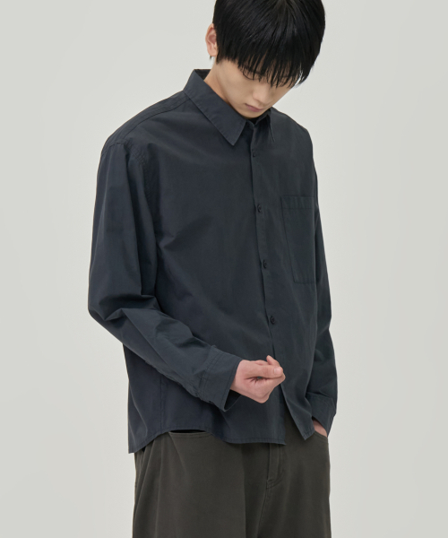 トピ クロップドシャツ ポケット付き NAVY レディース 半袖 カジュアル 画像 2