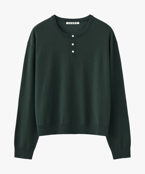 スアレ ウールウォッシャブルヘンリーネッククロップニット 8色展開 画像 8