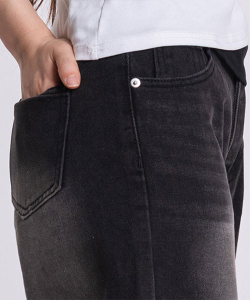 エレンアシ P52 デニムパンツ 半バンディングワイド 黒青 S~3XL 丈3タイプ 画像 4