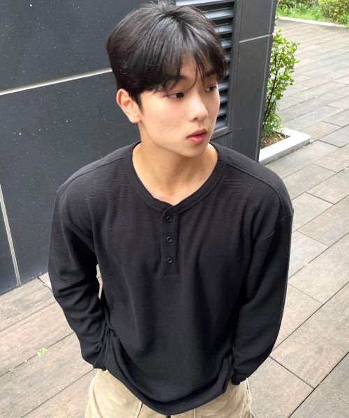MIND BRIDGE ワッフル ヘンリーネック Tシャツ 3カラー デイリー 長袖 画像 9