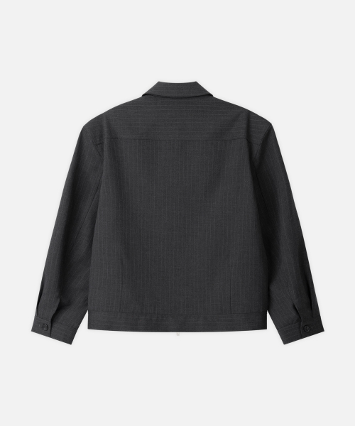 ドローフィット ピンストライプ クロップ ブルゾンジャケット CHARCOAL 画像 5