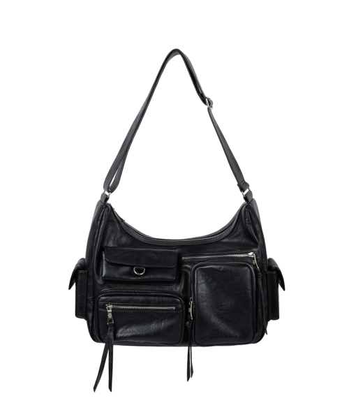 Multi Pocket Leather Bag (Black)