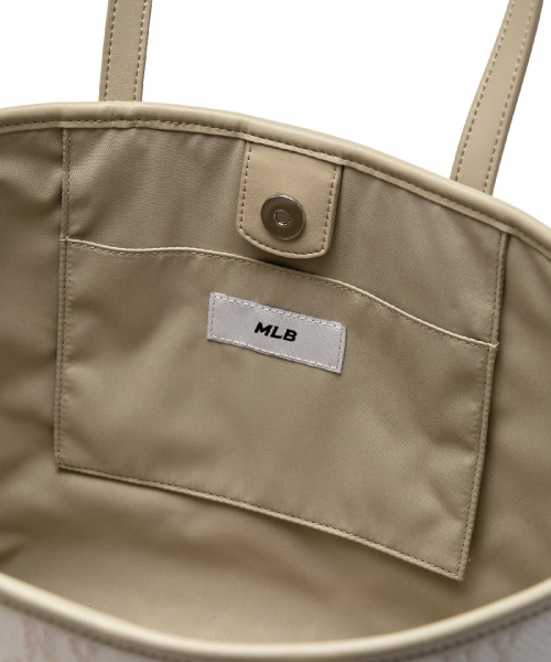 MLB モノグラム ジャカード トートバッグ NY クリーム 이미지 7