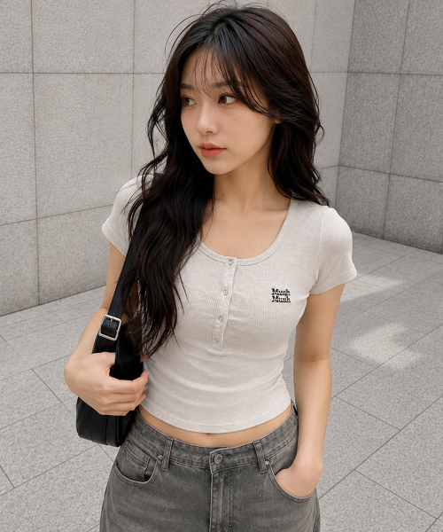 ヘンリーネック 半袖Tシャツ 6カラー展開 無我夢中 画像 2