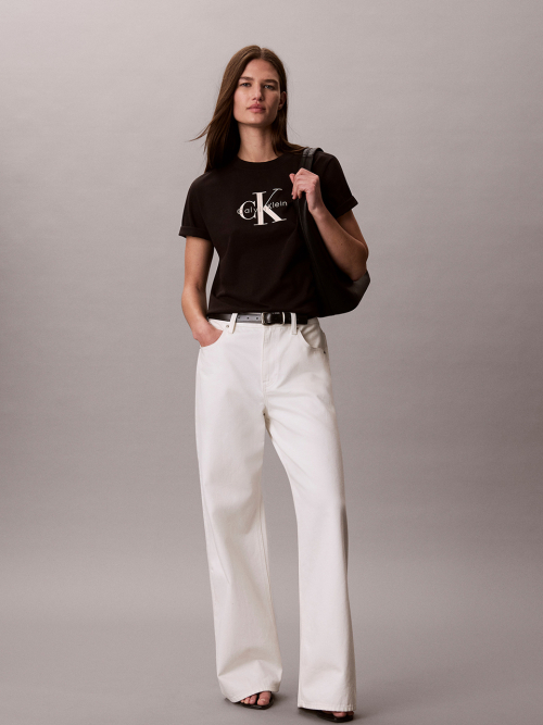 Calvin Klein Jeans レディース半袖Tシャツ アシッドウォッシュ ヒーローモノロゴ 47G825G UB1 画像 2
