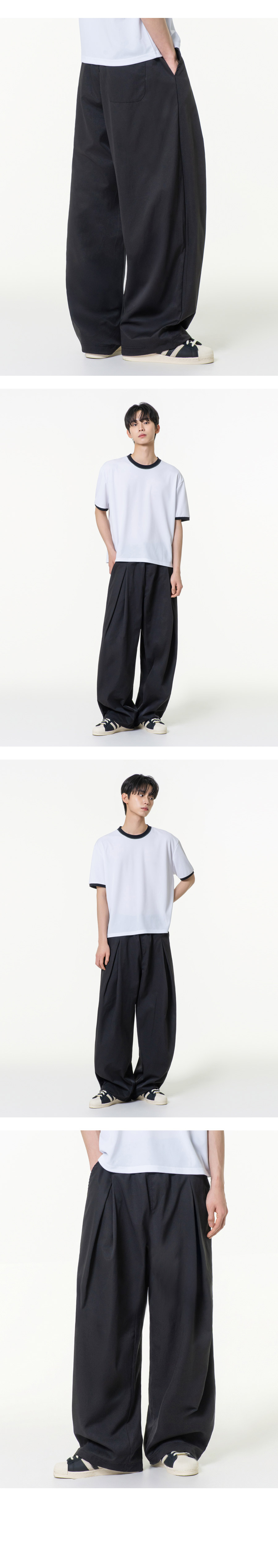 モズモズ コンフォート サマー ワイドパンツ ブラック レディース 夏用 ゆったりシルエット 画像 9