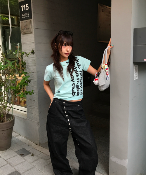 FANCY CLUB ベイウォッチ クロップTシャツ MINT F26QB103 レディース 半袖 カジュアル トップス 画像 3