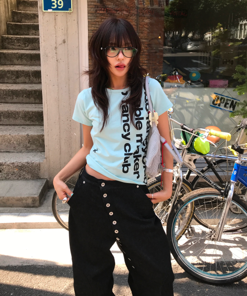 FANCY CLUB ベイウォッチ クロップTシャツ MINT F26QB103 レディース 半袖 カジュアル トップス 画像 2