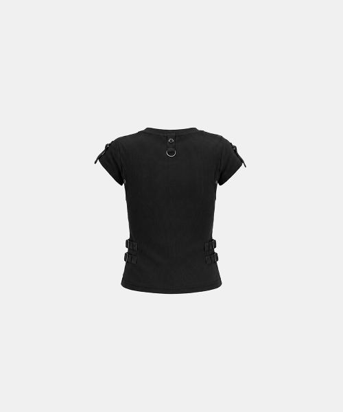 BAD BLOOD デルタユーティリティコットンリップ1/2ヘンリーネックTシャツ ブラック 画像 3