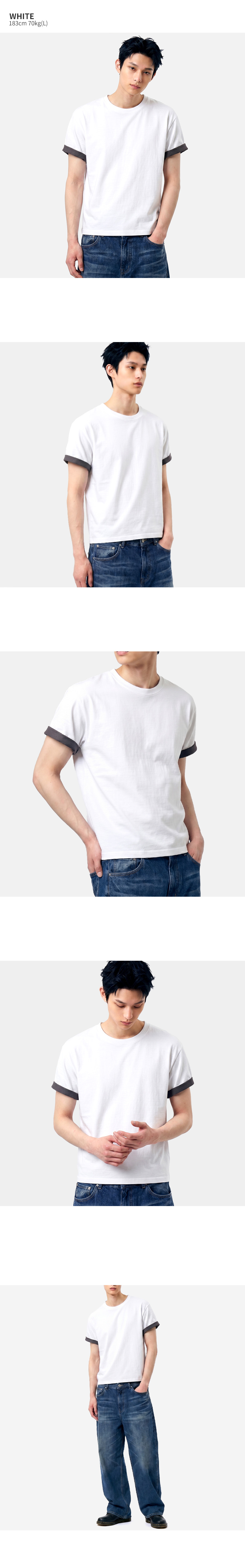 UNDER HOOF バーガンディ クロップ丈 半袖Tシャツ ロールアップスリーブ レディース 画像 7