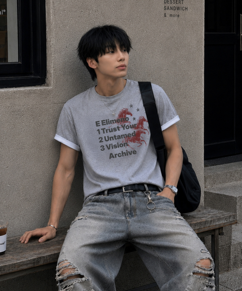 エリメノ スリーホールス ロールアップ クロップ 半袖Tシャツ 画像 2