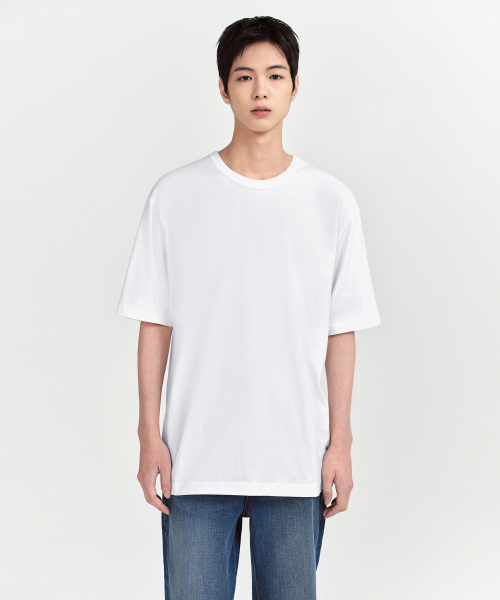 リラックスフィット クルーネック Tシャツ ホワイト 半袖 カットソー メンズ レディース 画像 3