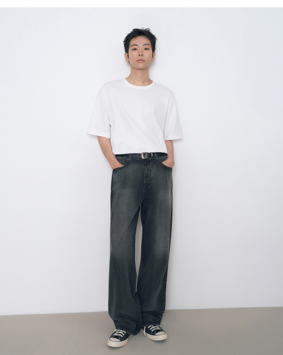 リラックスフィット クルーネック Tシャツ ホワイト 半袖 カットソー メンズ レディース 画像 6